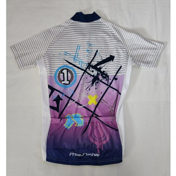 Free Fisher Big Kids Striped Powder CAN'T STOP ME Bike Cycling Jersey Size 3XL - Picture 4 of 9
